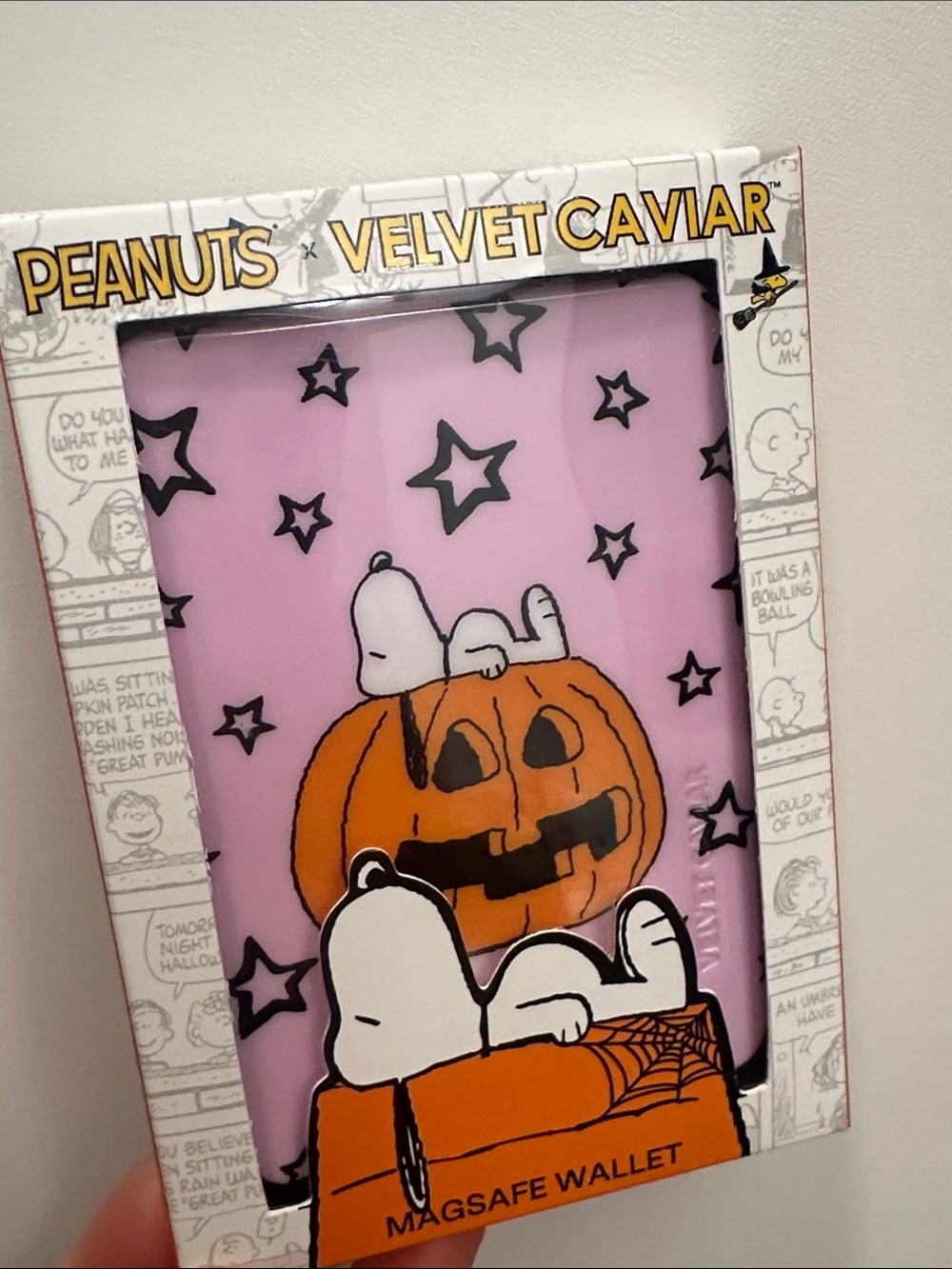 Velvet Caviar Pink Peanuts Snoopy Pumpkin MagSafe Wallet